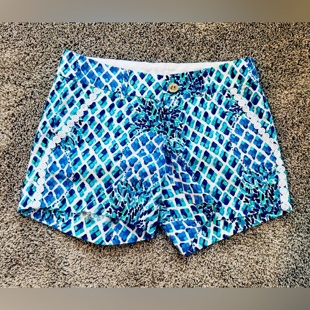 Lilly Pulitzer Callahan Blue Teal Pineapple Shorts Size: 0
